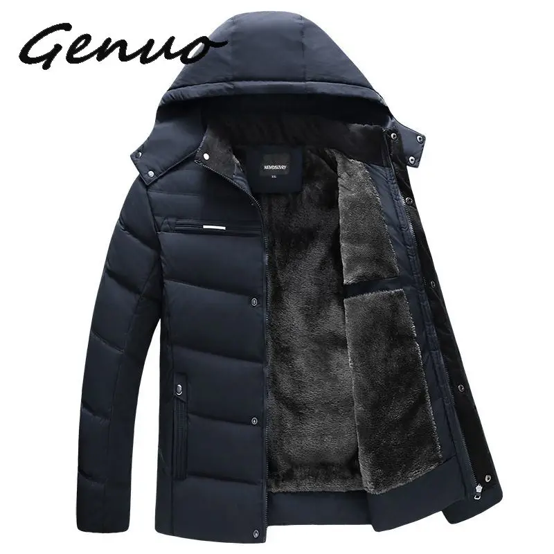 Мужская Повседневная парка с капюшоном водонепроницаемая Толстая Флисовая