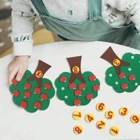 child toys apple tree match digital teaching non woven puzzle math toy creative educational toy for kindergarten kids