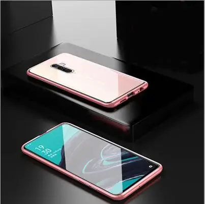Розовый Роскошный Магнитный адсорбционный чехол для oppo Reno 2Z, металлическая рамка, Doubl, боковая стеклянная крышка, oppo reno2Z, защитный чехол для телефона - Цвет: Розовый