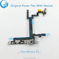 100 original new power volume flex cable for iphone 5s 5g 6g light flash on off switch control metal bracket parts