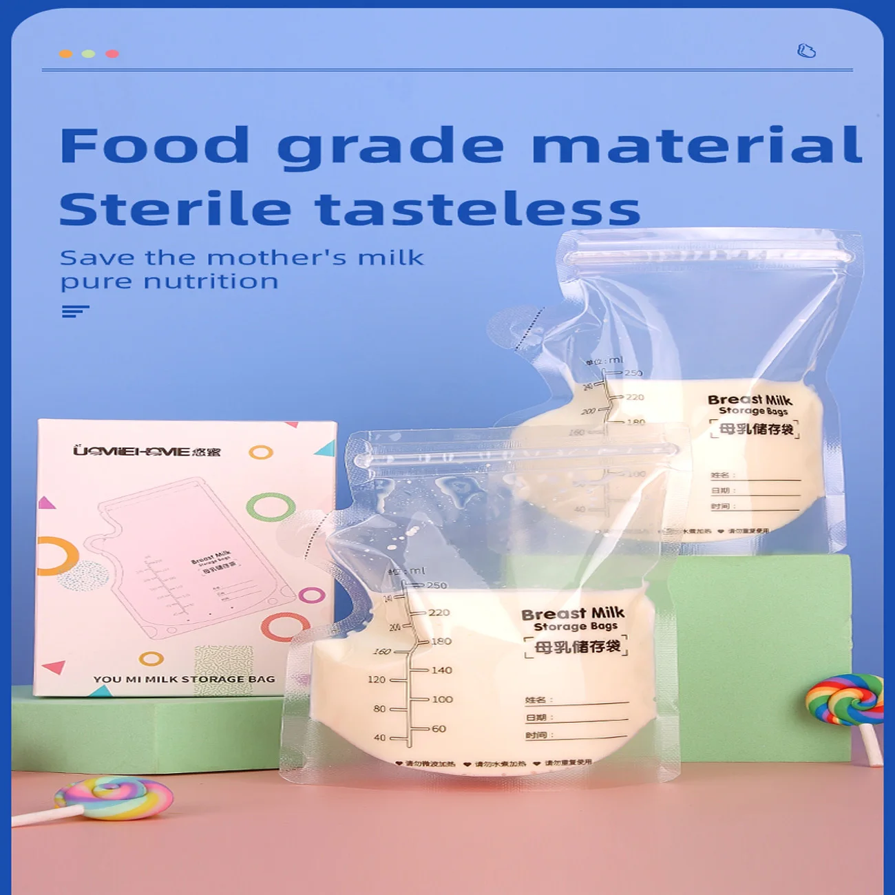 

30 шт., одноразовые пакеты для хранения грудного молока, 250 мл