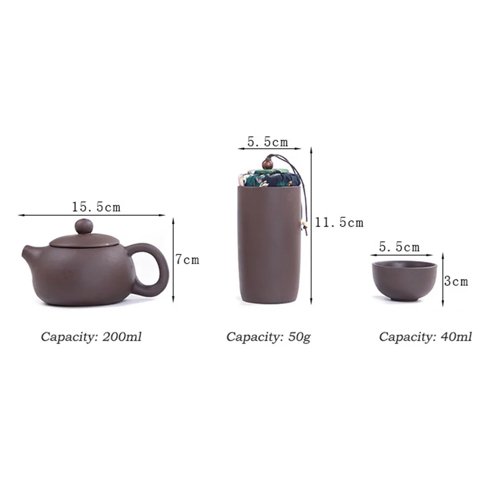

6Pcs/Set Purple Clay Tea Set Protable Light Kung Fu Tea With Storage Bag Outdoor Camping Travel Park Home Gift Teapot Cup Set