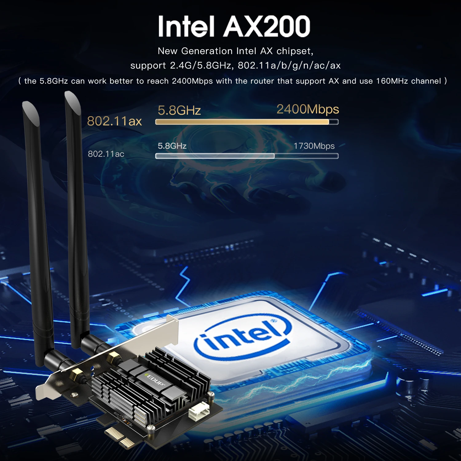 edup ep 9636gs 3000m dual band 802 11ax wifi 6 ax200 pci e pci express network card bluetooth 5 0 pci wifi adapte with heat sink free global shipping