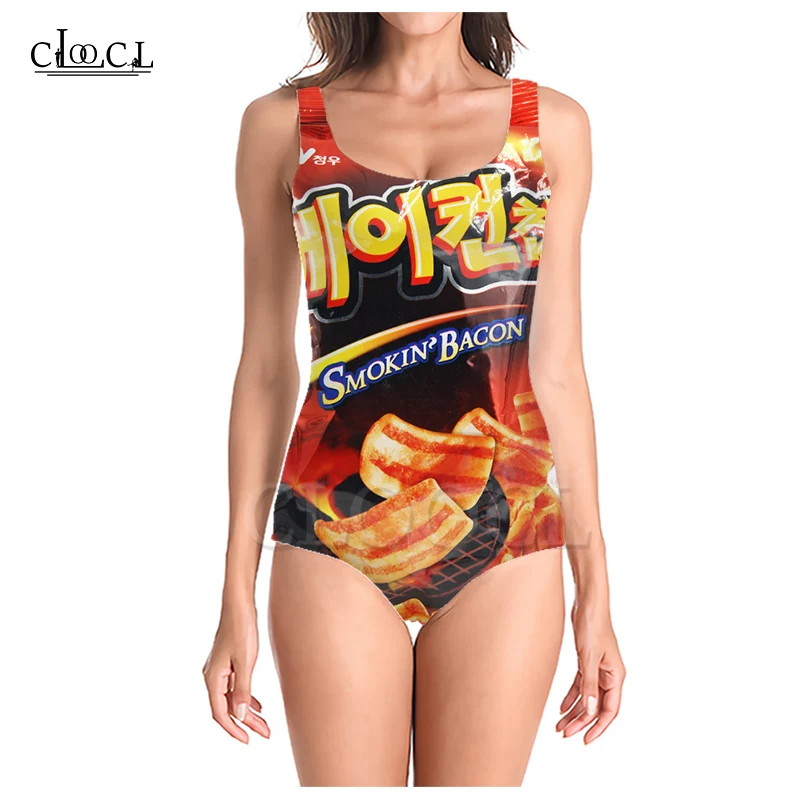 Модный слитный купальник CLOOCL для девочек с изображением вкусных картофельных