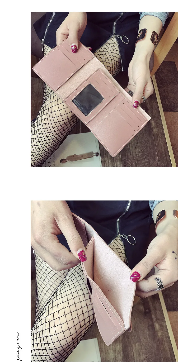 Короткий корейский кошелек матовый цветной женский короткий с несколькими