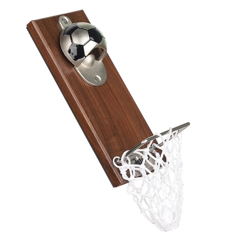 

1Pc Wine Beer Bottle Opener Wall Mount Bottle Football Bottle Opener With Embedded Magnetic Cap Catcher In Solid Opener