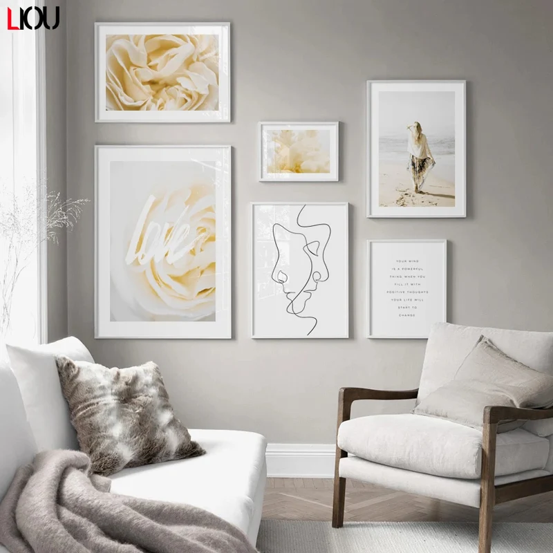 Настенная картина с изображением роз пляжа девушки цитаты настенная Картина на