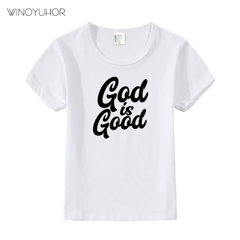 

Веселая футболка с надписью God Is Good, летние женские топы для мальчиков и девочек, детская одежда в стиле Харадзюку