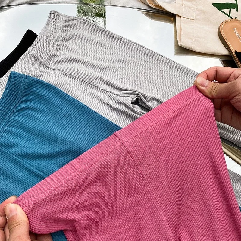 

Korean style fashion girls solid color thin flared pants 2021 summer children cotton all-match trousers 1-7Y