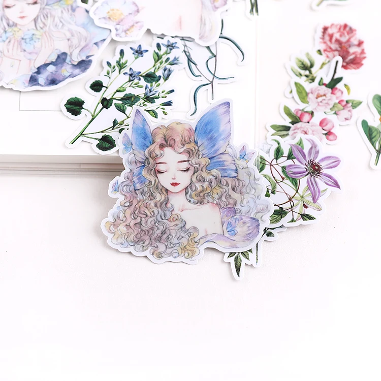 Бумажные стикеры с изображением красивой девушки бабочки эльфа для рукоделия и