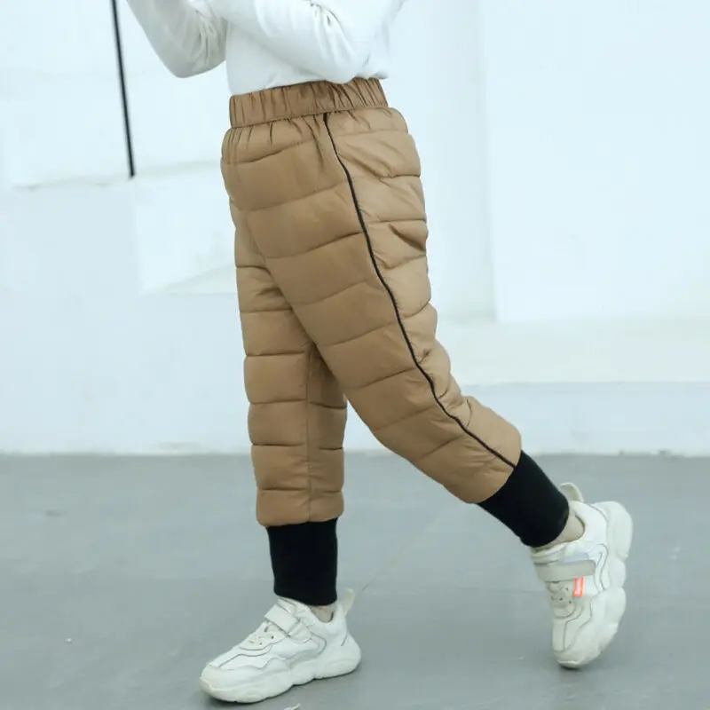 Детские зимние Утепленные хлопковые пуховые брюки для мальчиков и девочек