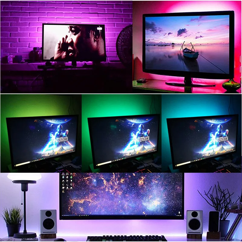 Светодиодная лента гибкая светящаяся 2835SMD для подсветки ТВ 5 В пост. тока 1/2/3/4/5 м |