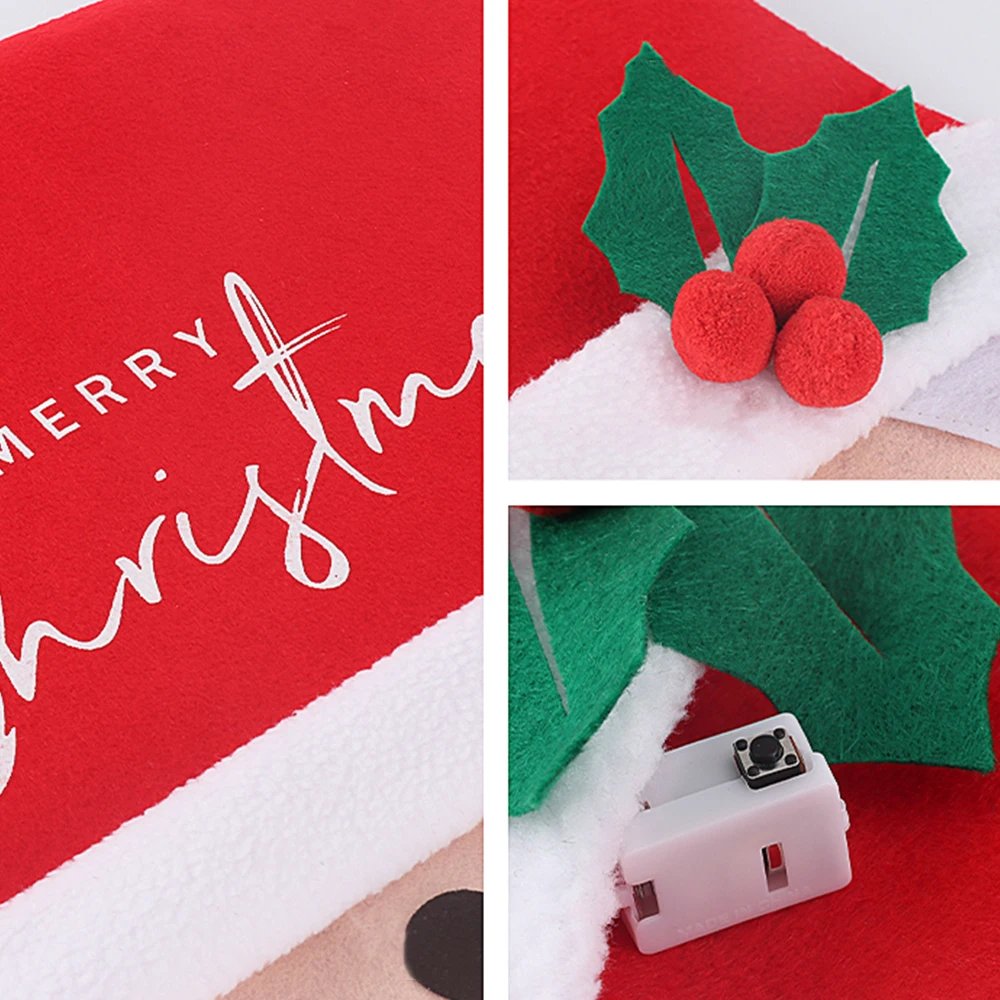 

2021 Merry Christmas Chair Cover Luminous LED Light Santa Claus Chair Back Cover Home Decor Xmas Christmas Decorations For Home