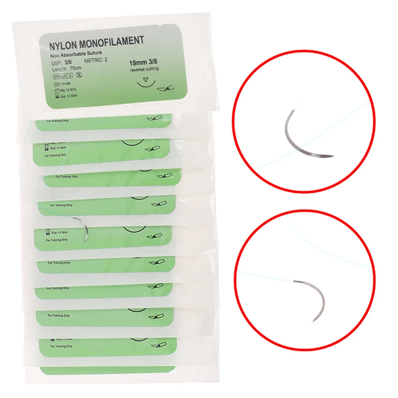 12Pcs Dental sutures veterinary practice suture kit with thread surgical simulation material surgeon suture needle stitches
