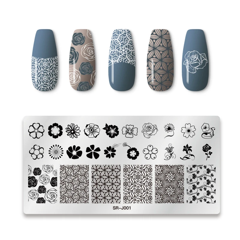 MEET ACROSS Lace Flower Animal Nail Stamping Plates Marble Image Stamp Templates Geometric Manicure Printing Stencil Tools | Красота и
