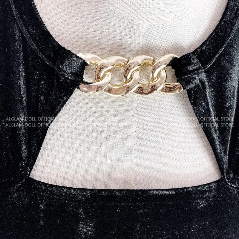 

2020 Winter Korea Sexy Club Chain Patchwork Black Mini Sheath Dresses