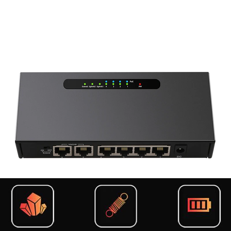 Сетевой коммутатор с 4 портами 10/100 и 2 Uplink 802.3af 48 В 250 м | Компьютеры офис
