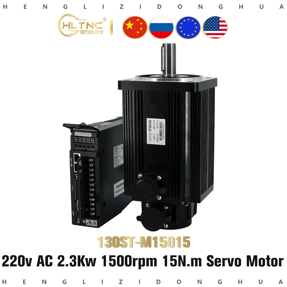 

130ST-M15015 220V 380v 2.3KW AC Servo motor 2300W 1500RPM 15NM. Single-Phase ac drive permanent magnet Matched Driver A1-SVD 30A