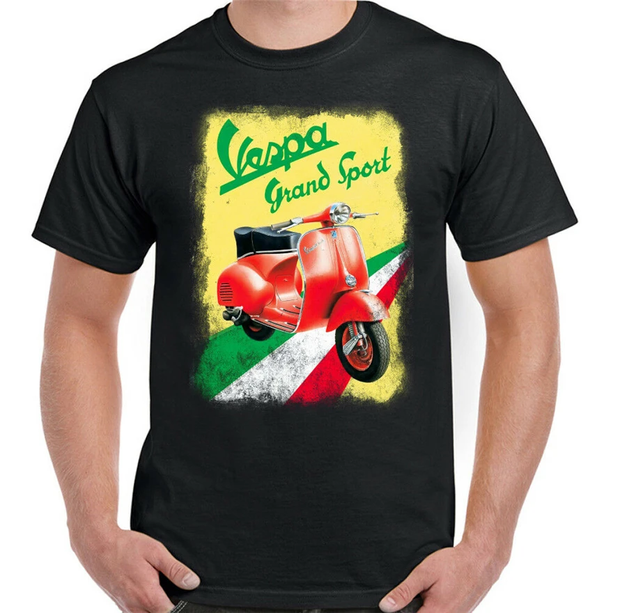 Vespa Grand Sport Мужская футболка с изображением scooter мод кто пол Веллер мопед большого