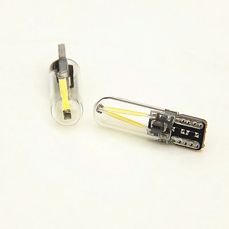 

2pcs T10 WY5W W5W Filament Lights COB LED Glass Shell Wedge Auto Parking Bulbs CANBUS NO ERROR Car Reading Dome Lamp DC 12V