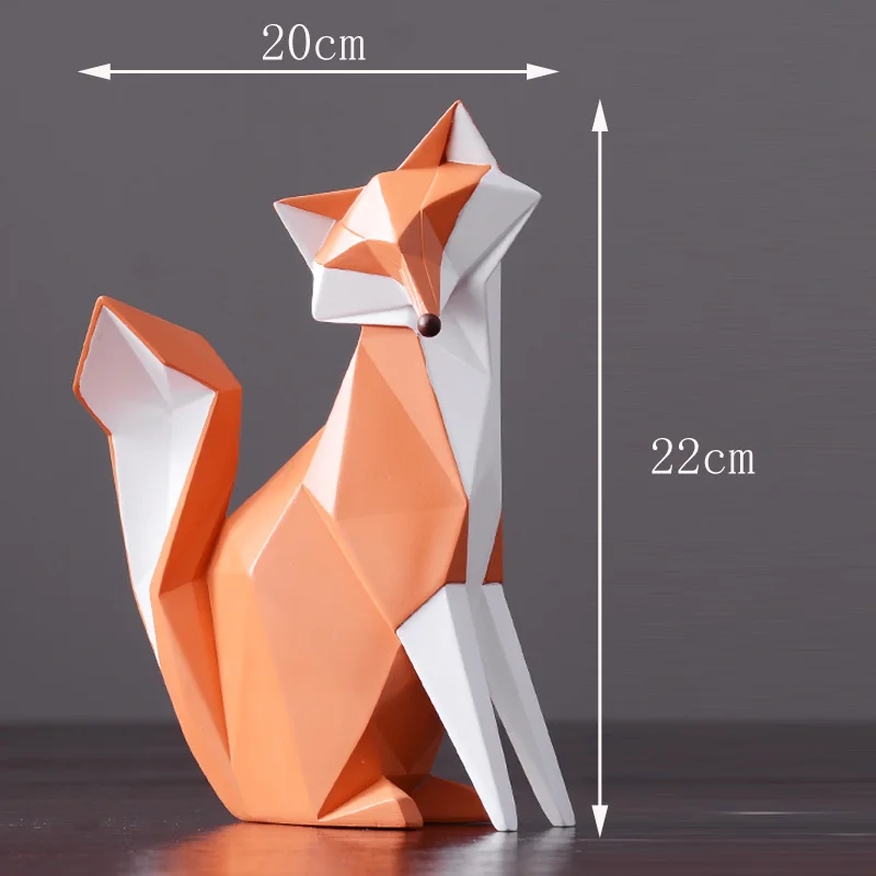 L 20X7X22cm Современные Геометрические стерео красные лисицы миниатюрные фигурки смолы животное орнамент настольные ремесла украшения дома и офиса свадебный подарок - Цвет: L 20X7X22cm