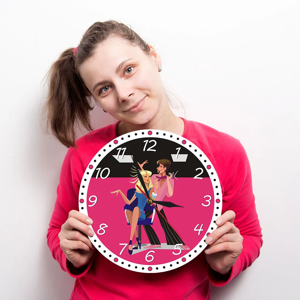 Парикмахерская Салон красоты персонализированные печатные настенные часы