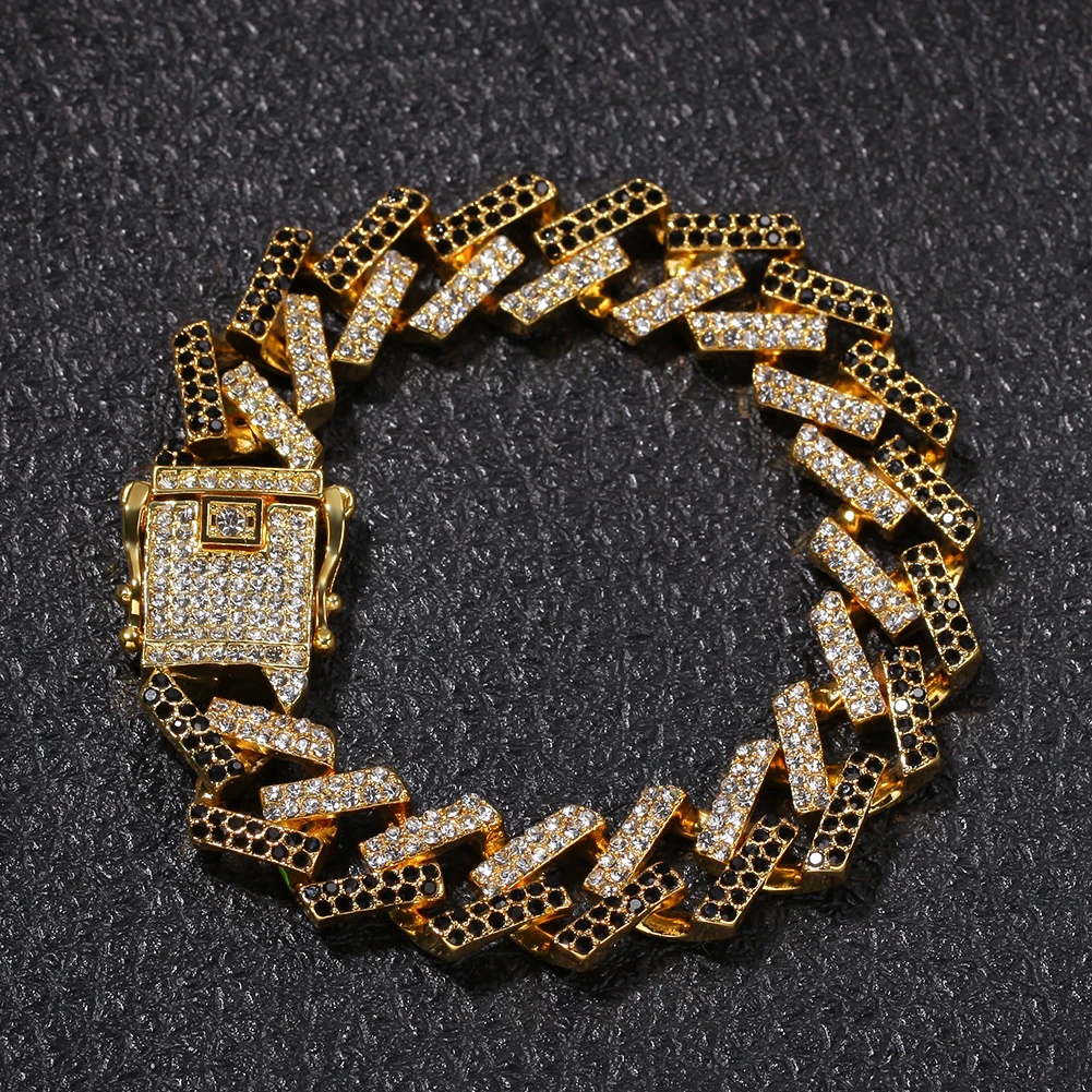 BLING KING двойной цвет браслет Iced Out красные, черные, синие Стразы золотого, серебряного цвета Сплав Мужские и женские хип-хоп ювелирные изделия