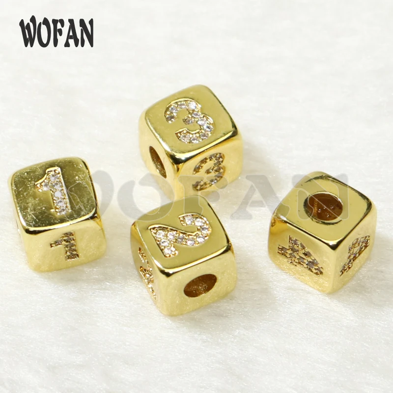 

10Pcs Number Cube beads Gold Cube charms jewelry making Trendy handmade jewelry necklace accessories gift for lady