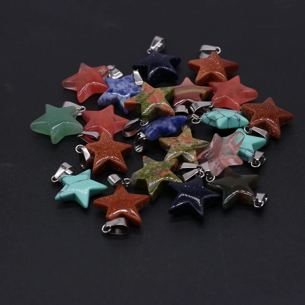 

12PCS Natural Stone Five-pointed Star Blue Turquoise Pendant For Jewelry Making DIY Necklace Earring Accessory Charm Gift 20x20m