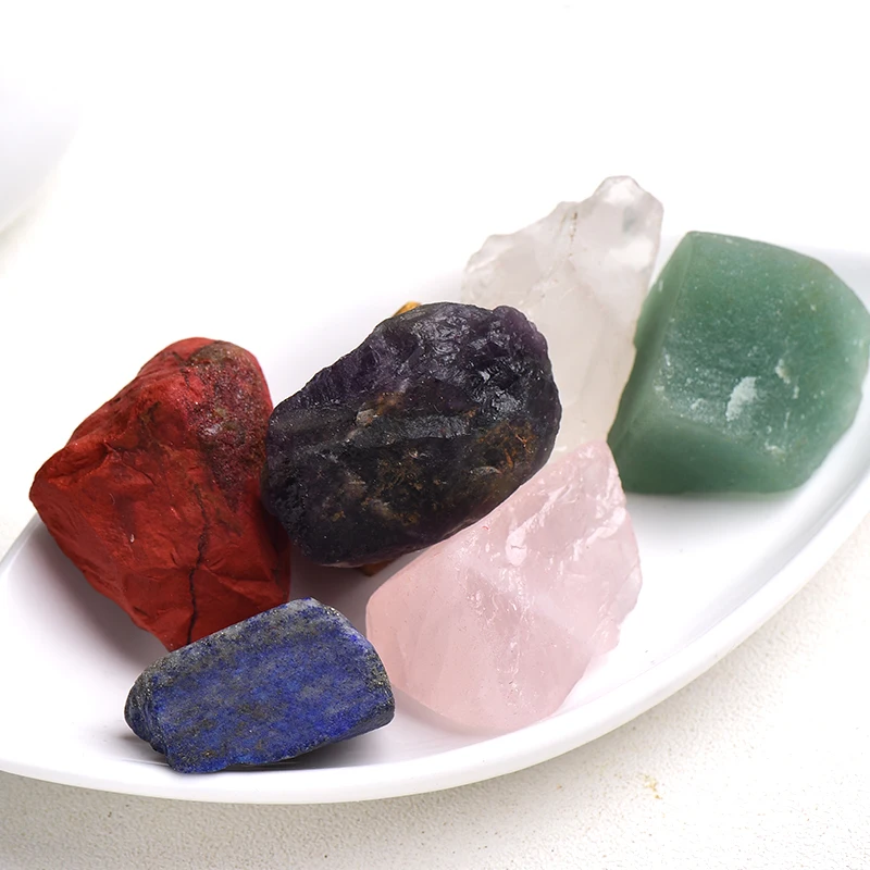 Комплект из натурального хрустального камня семи чакр черная тканевая сумка