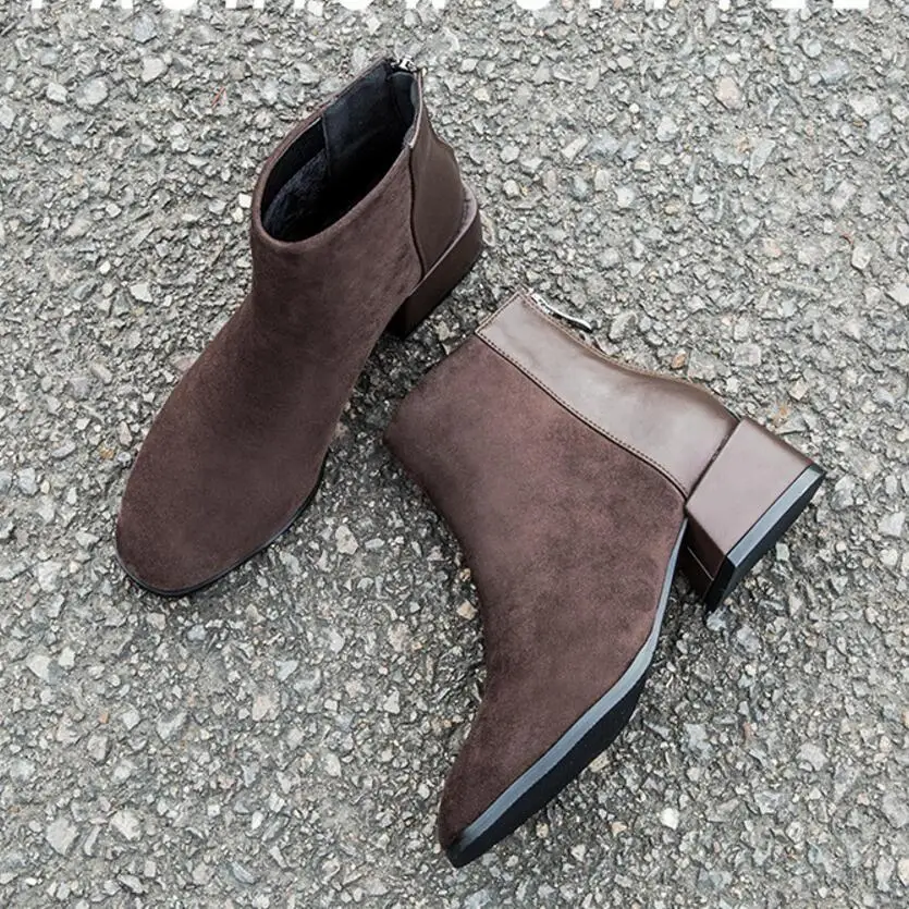 Женские замшевые ботинки на среднем каблуке ботильоны больших размеров 42 43 2020 с