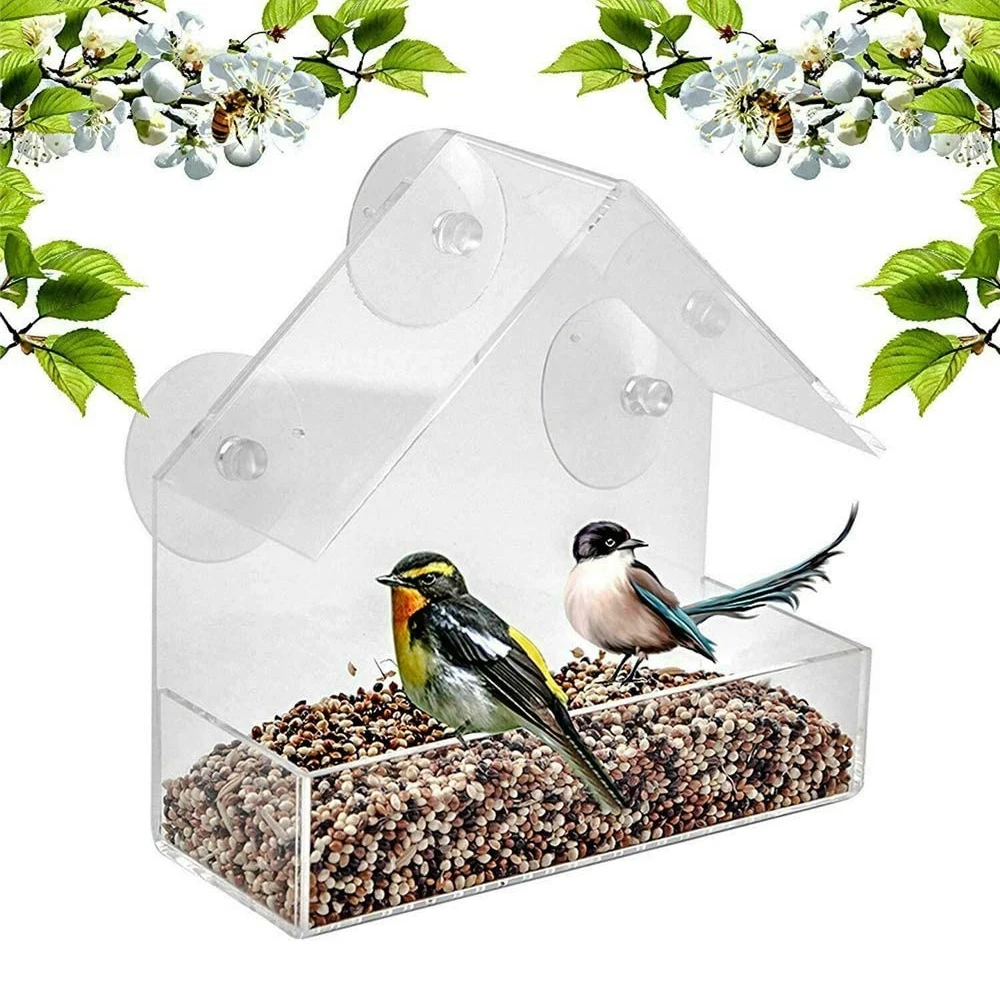 

Outdoor bird feeder Transparent Window Bird Feeder Tray Bird House Pet Feeder House Type Feeder birds accessories parrot feeder