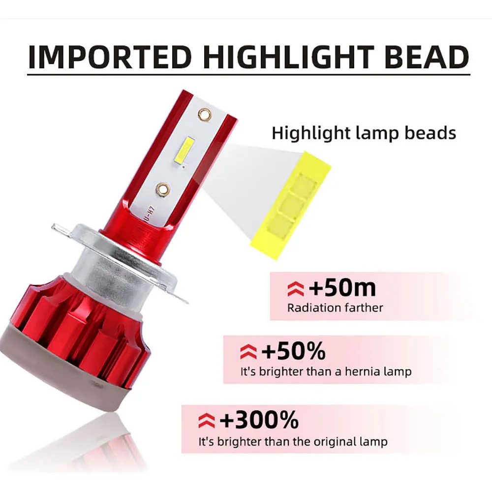 Mini LED H1 H3 H4 H7 H11 9005 9006 1860 CSP Chip Bulb Canbus Car Headlight 72W 10000LM 6000K 9V Led Fog Lamp 16V automotivo | Автомобили и