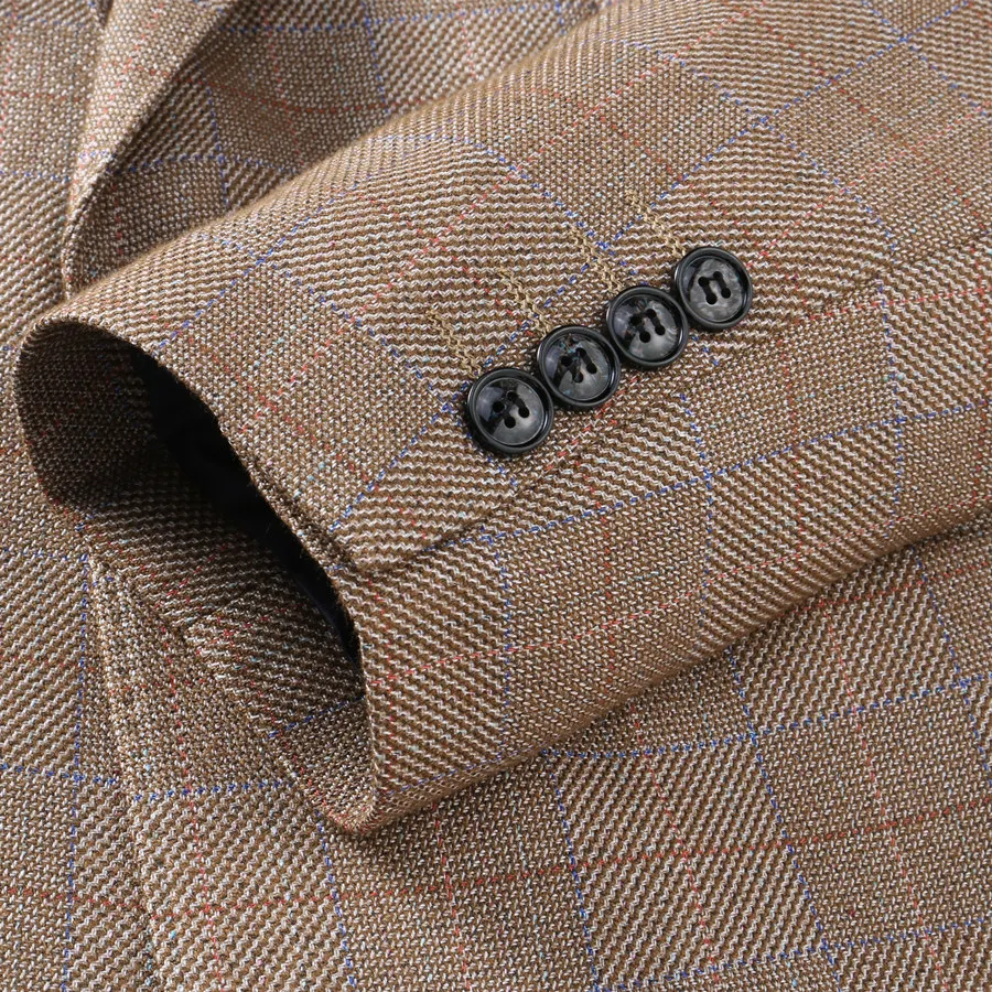 

Rsfocus 2020 New Arrival Khaki Wedding Suits For Men Elegant Mens Formal Business Plaid Suit 5XL Big Size Casual Suit Male TZ047