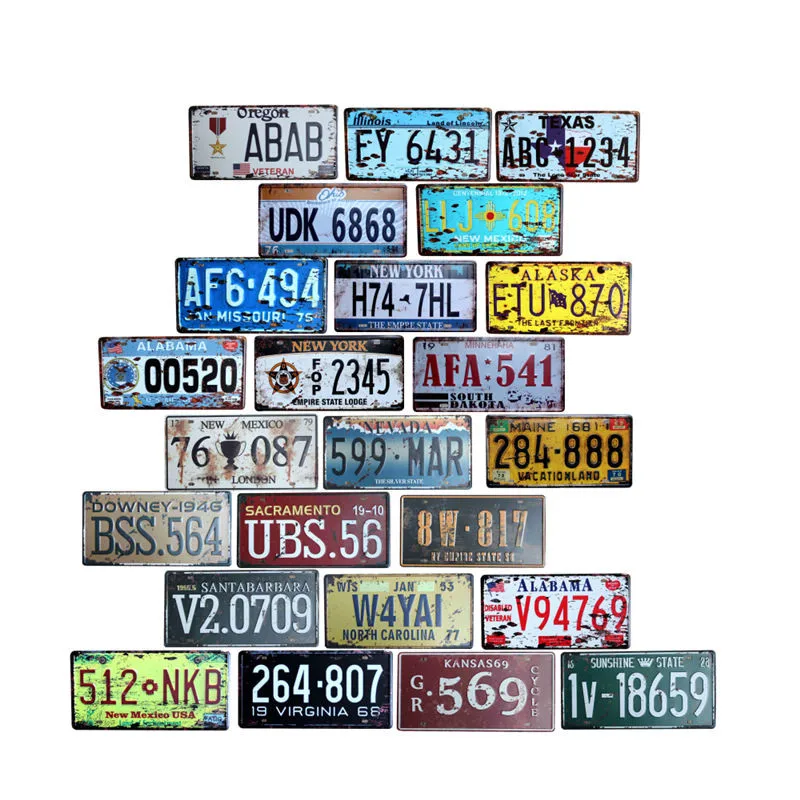 

American License Plate USA Plaques Signs Car Number Garage Decoration Metal Tin Sign Vintage Home Decor 15x30cm