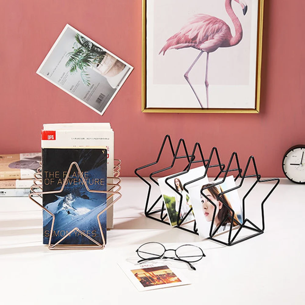 Геометрический Железный многоуровневый книжный журнал держатель для документов
