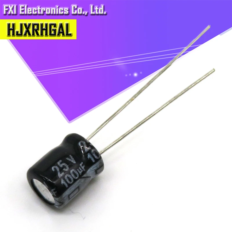 50 шт. 25V100UF 6*7 мм 100 мкФ 6 3*7 алюминиевая крышка 25В электролитический конденсатор с
