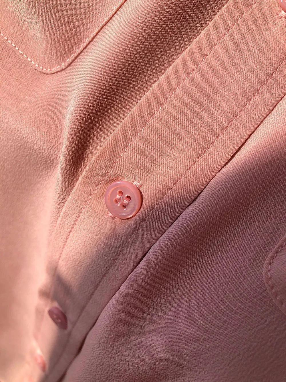 Высококачественная шелковая рубашка с длинным рукавом и отложным воротником