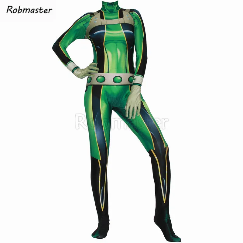Boku no Hero academic Froppy Tsuyu Asui костюм для косплея спандекс зентай женщин и девочек боди