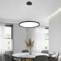 Ultra-thin Dining Room LED Chandelier Black White Gold Coffee Shop Bar Hanging Light Modern Round Simple Restaurant Pendant Lamp
