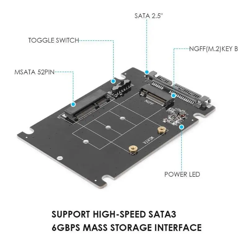 Переходник mSATA NGFF M2 на SATA переходник mSATA/NGFF SSD 2 5 дюйма адаптер Поддержка + M.2