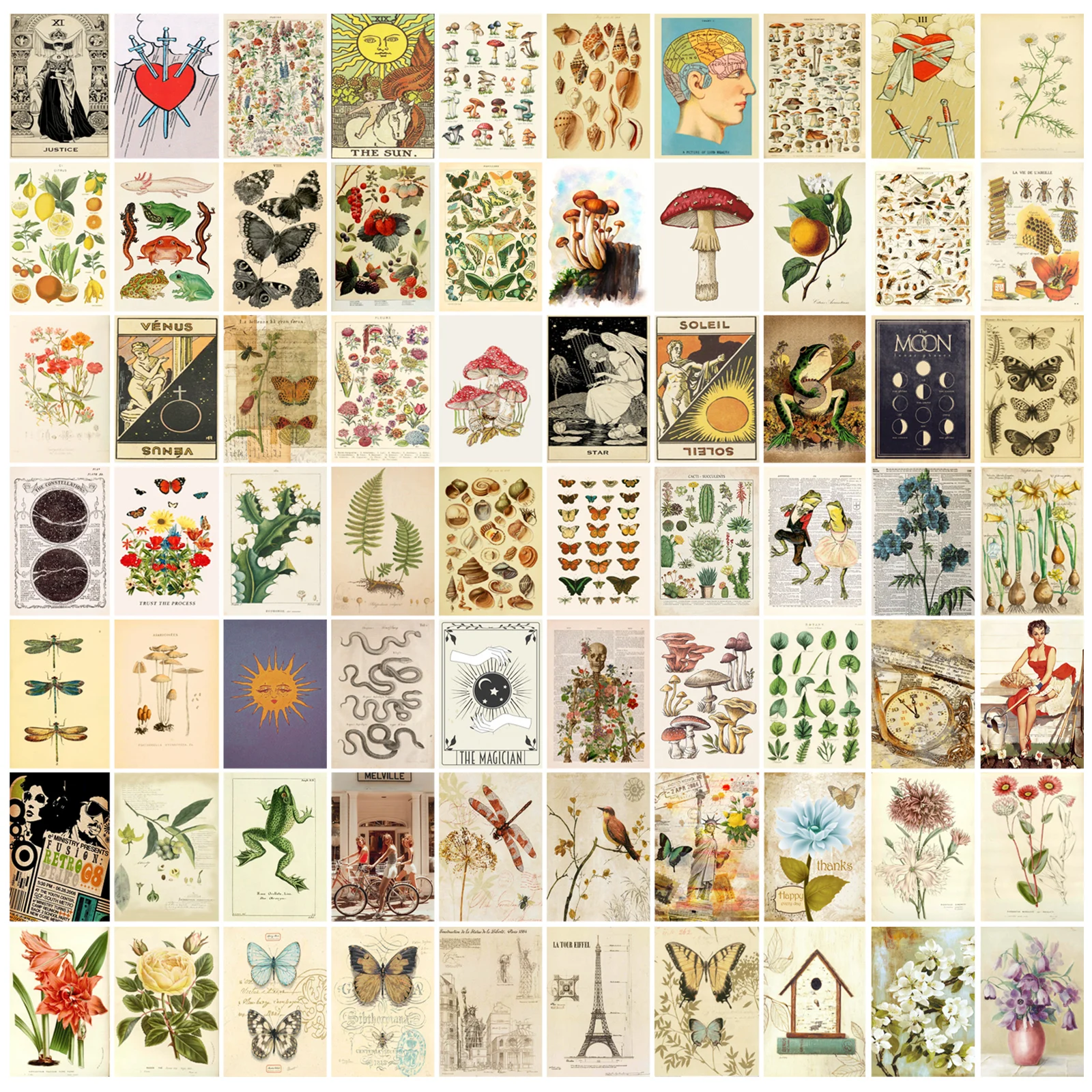 

70pcs Wall Poster Postcard Set Decorations for Bedroom Home Vintage Wall Ornaments Exquiste Gifts for Birthday