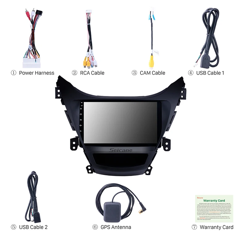 Seicane Автомобильный GPS Android9.0 Navi Стерео Bluetooth для Hyundai Elantra 2011 2012 2013 HD 9 &quotс сенсорным