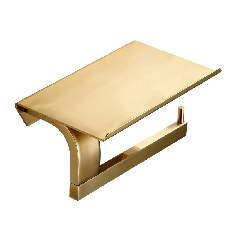 

Toilet Paper Holder Wall Mount Tissue Roll Hanger 304 Stainless Steel Phone Platform Bathroom Hardware WY71418