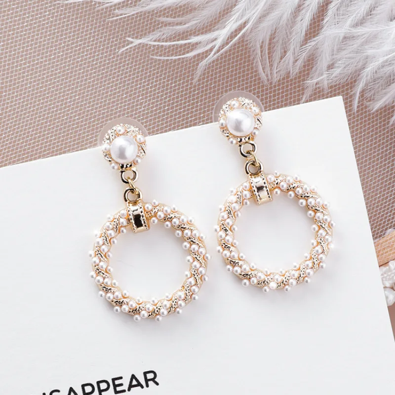 2021 барокко старинные жемчужные круглый свисающие серьги для женщин Корейские