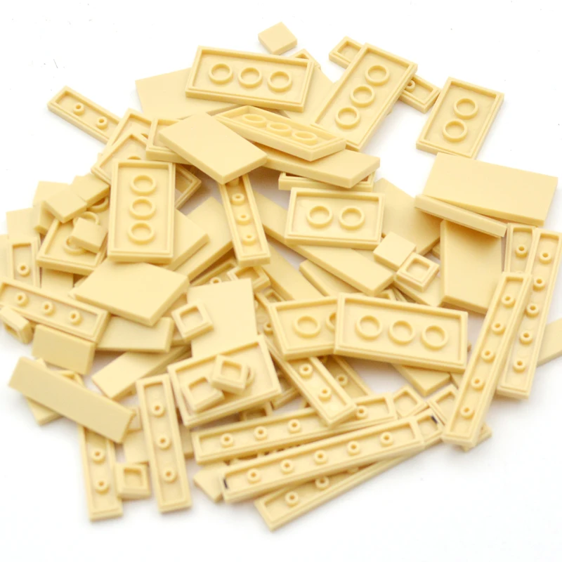 

100pcs Plastic Building Toys Blocks Parts 8 Shapes Mixed Enligten Bricks Flat Tile DIY Accessories Moc Toys Set For Kids 6Year