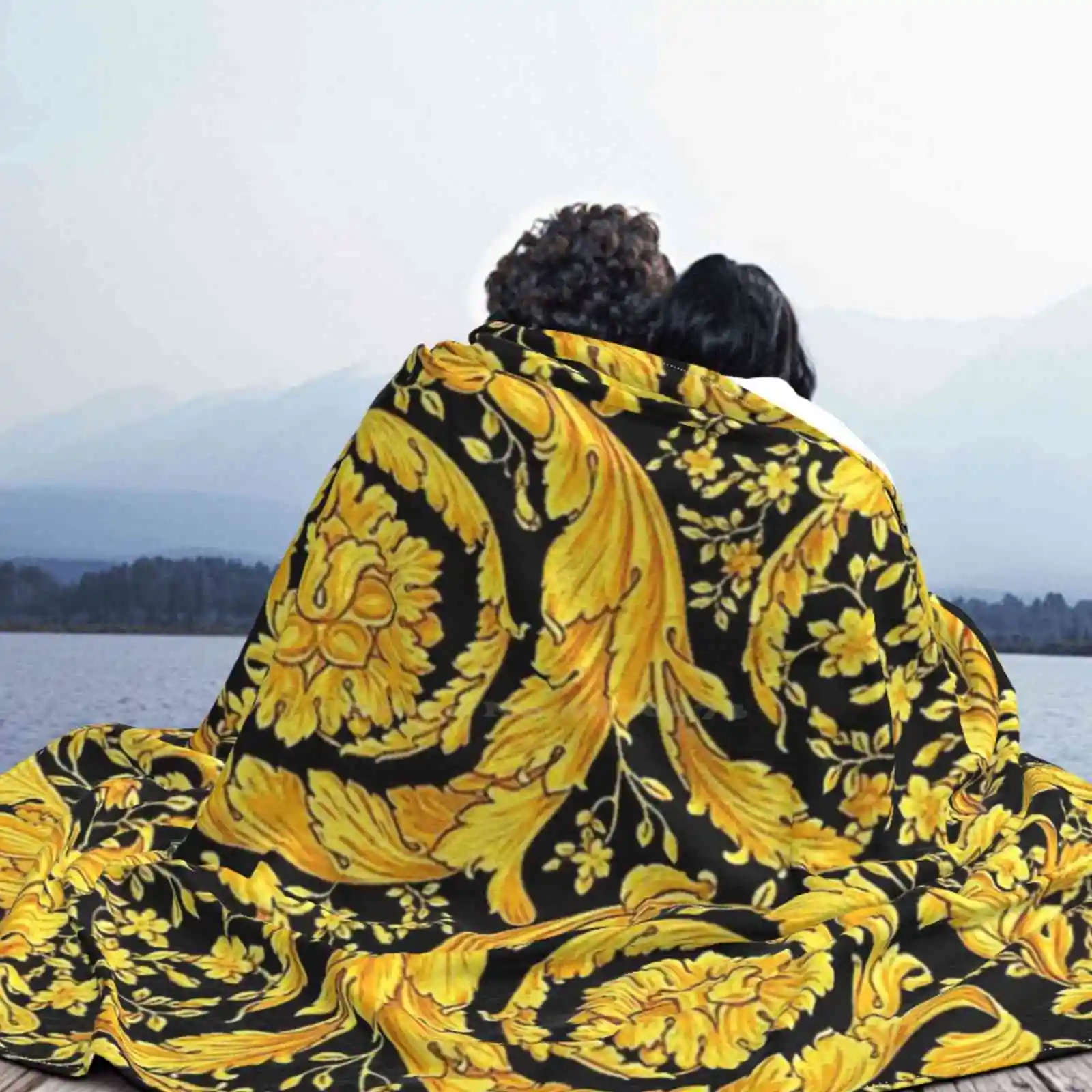 Мягкое фланелевое одеяло с золотым цветочным узором креативного дизайна легкое