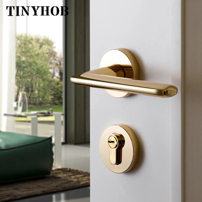 Блестящий Золотой/дверная ручка из цинкового сплава внутренний/дверной замок