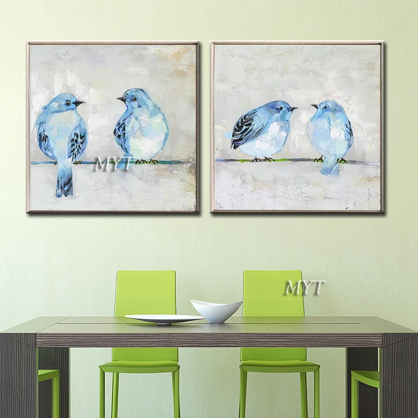 

Free Shipping Hand-painted 2 Panels Animal Birds Canvas Oil Painting Home Wall Art Large Canvas Art Wall Decor Home Wall Decor