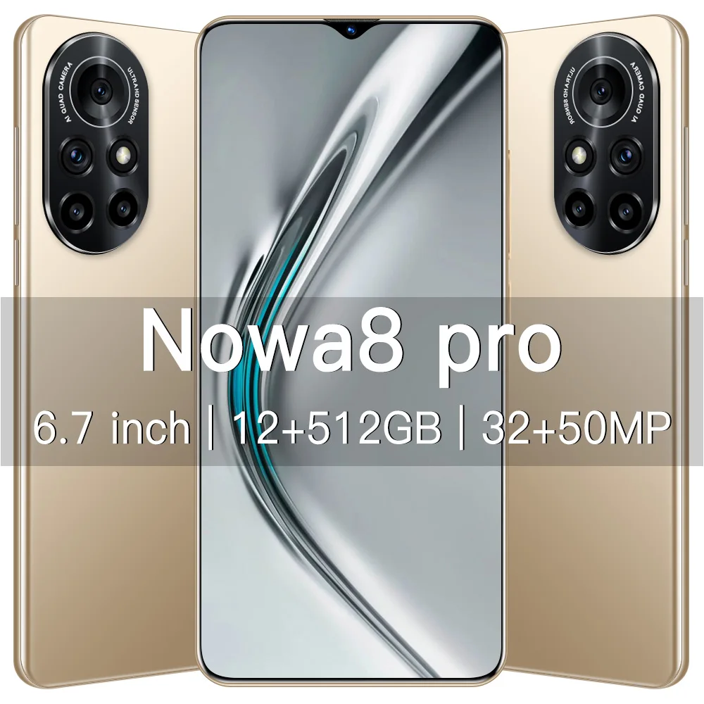 

NFC 6.7Inch HD Screen Nowa8 Pro 5G Smart Phone 12+512G Big Memery Fingerprint ID Face Unlock Dual SIM HUAWE Hornor Mobile Phone